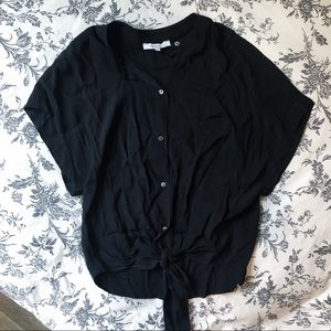 Black Tie Front Blouse